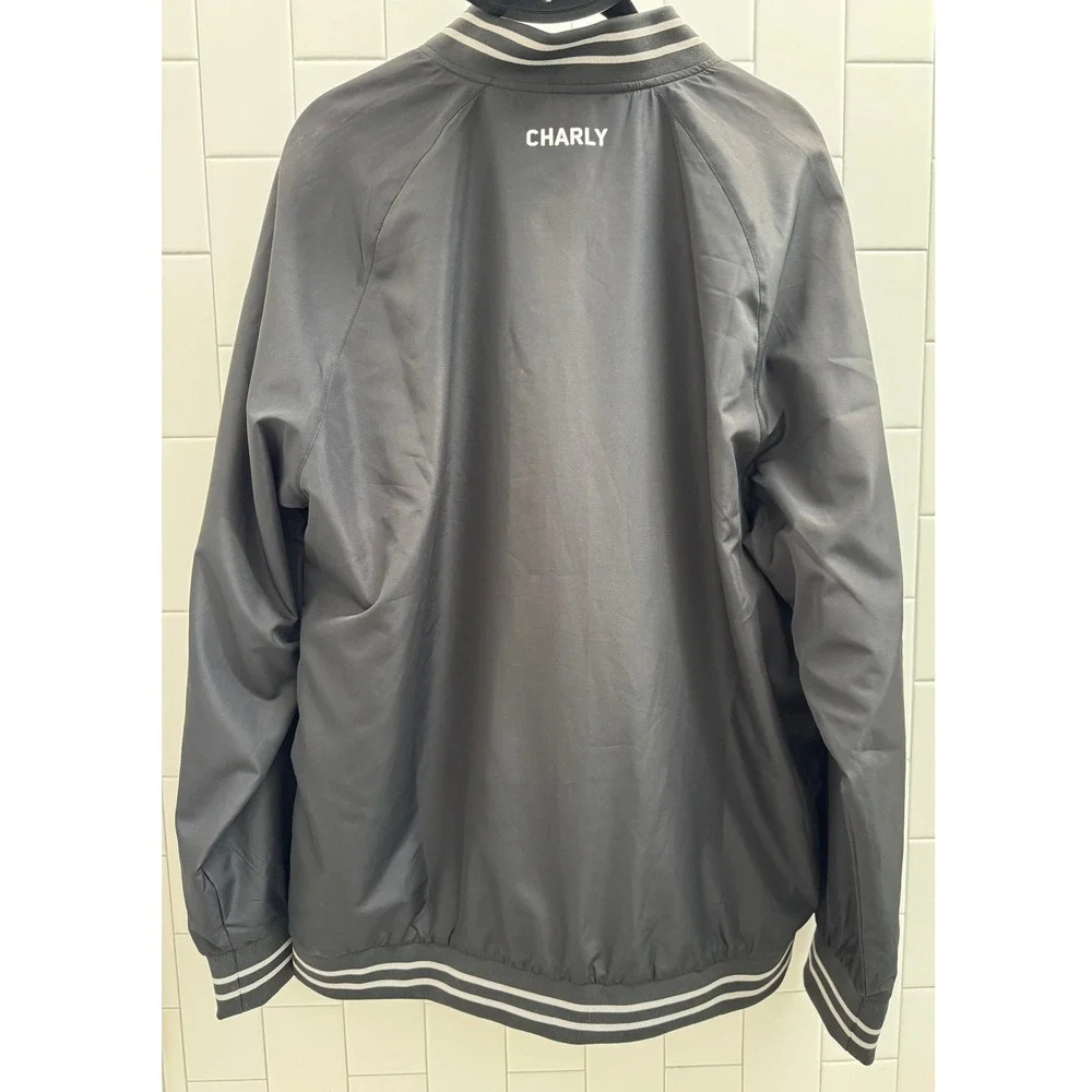 Charly Oakland Roots SC Mens Large Black Full Zip Soccer Bomber Jacket L